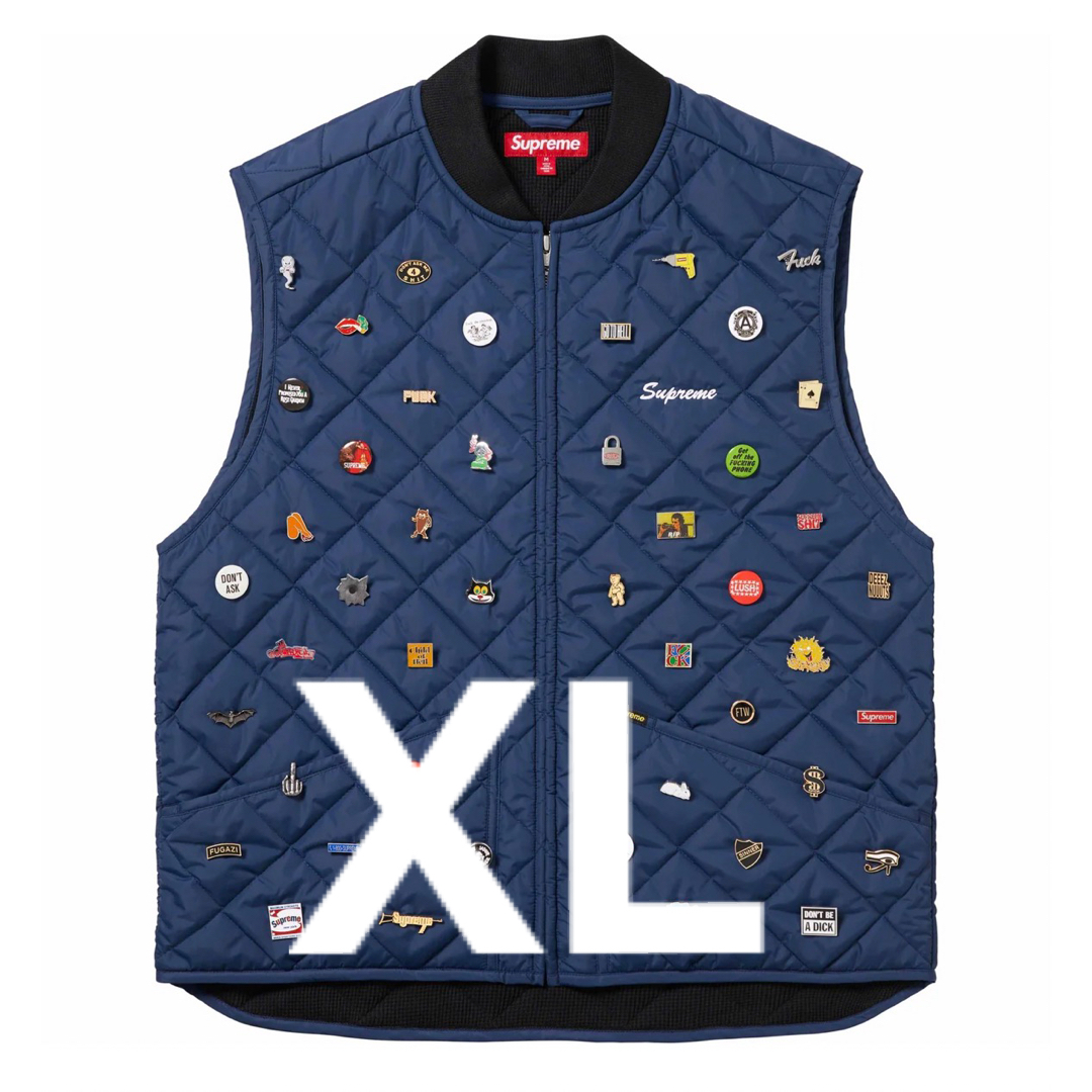 Supreme Pins Quilted Work Vest NAVY