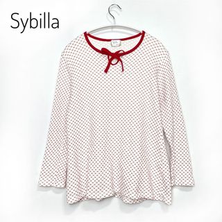 シビラ(Sybilla)のSybilla casa　カットソー　Mサイズ　部屋着　シビラ　白　赤　ホワイト(カットソー(長袖/七分))