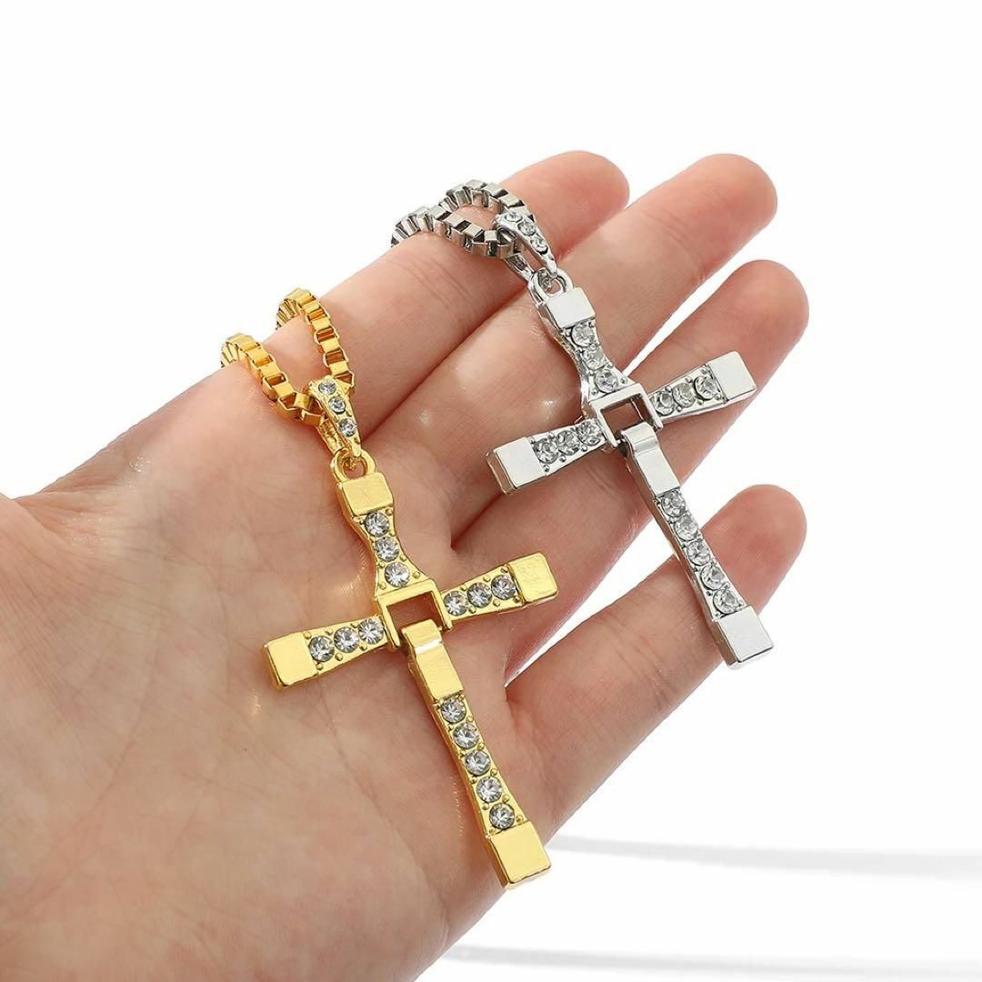 309Nc【高品質】クロス　ダイヤ　ネックレス　CZ　ゴールド　十字架