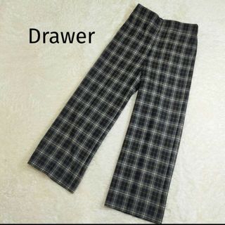 ドゥロワー(Drawer)の【美品★】ドゥロワー　チェックパンツ　ブラック　ウール　カシミヤ混　シルク　38(カジュアルパンツ)