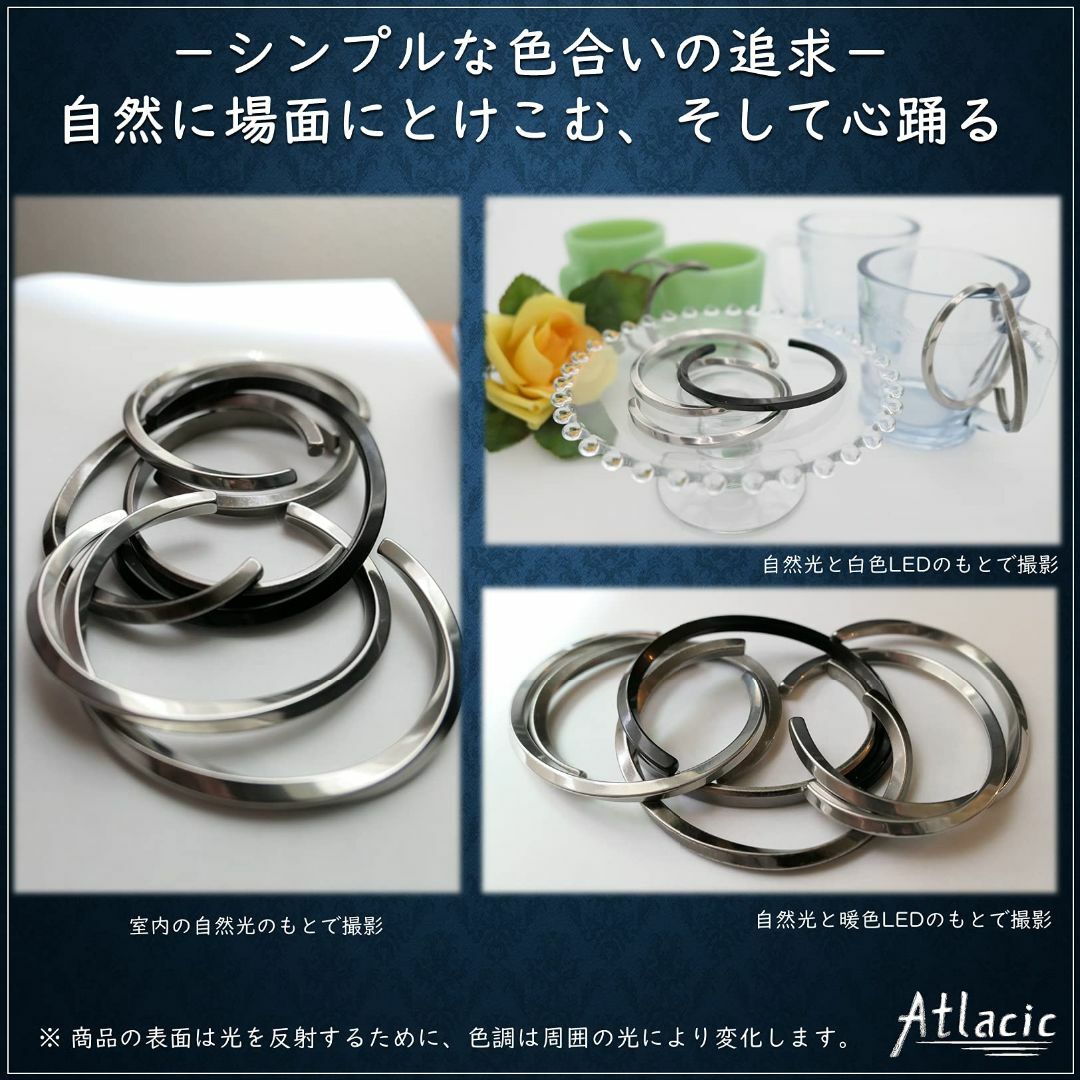 【特価セール】[Atlacic] バングル メンズ シルバー ブラック ビンテー メンズのアクセサリー(その他)の商品写真