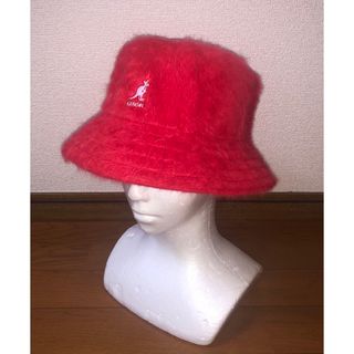 カンゴール(KANGOL)のS 美品 KANGOL ファーゴラ メトロハット ファー バケット レッド 赤(ハット)