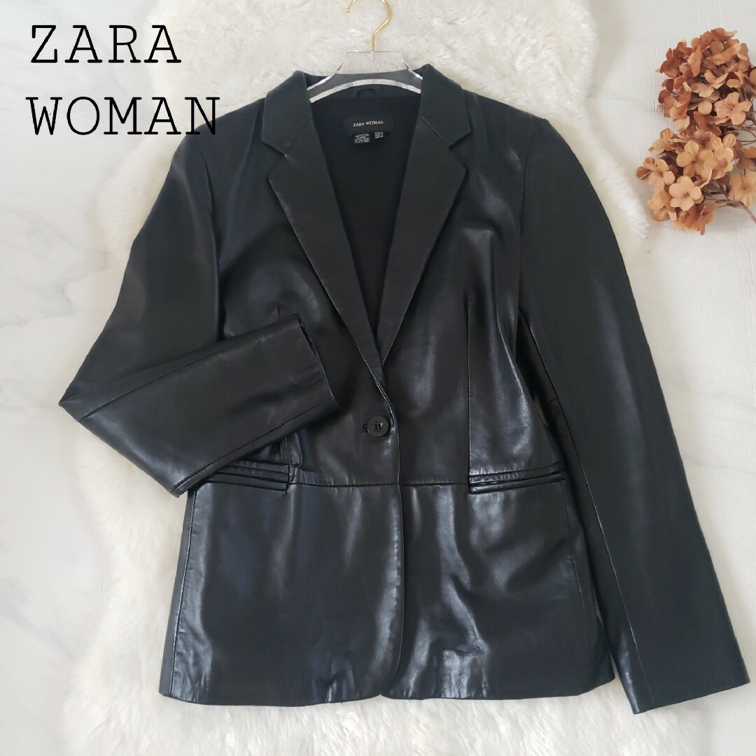 ZARA WOMAN 本革テーラードジャケット リアルレザー 38サイズ