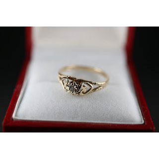 英国 ビンテージ レディース ゴールド 指輪 ダイアモンド 375 J134(リング(指輪))