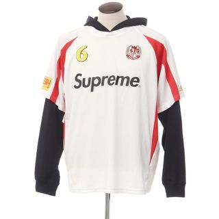 【中古】【未使用】シュプリーム Supreme 2023年秋冬 Hooded Soccer Jersey ポリエステル サッカージャージーパーカー  ホワイトxレッド【サイズL】【メンズ】