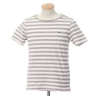 ラコステ(LACOSTE)の【中古】ラコステ LACOSTE 鹿の子コットン ボーダー 半袖Ｔシャツ グレーxホワイト【サイズ3】【メンズ】(Tシャツ/カットソー(半袖/袖なし))