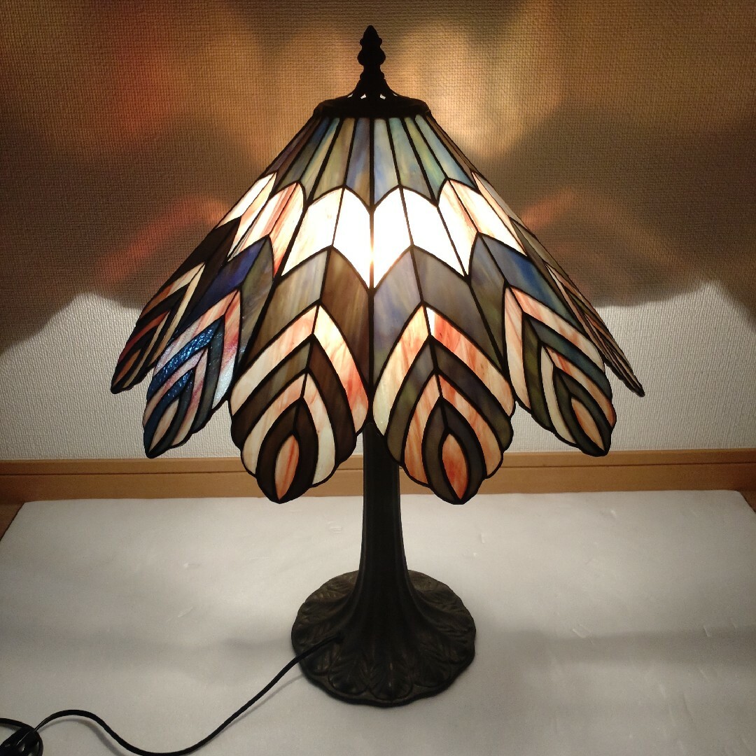 ステンドグラス ランプ 鳥 羽 羽根 アンティーク レトロ 照明 ライト ガラス
