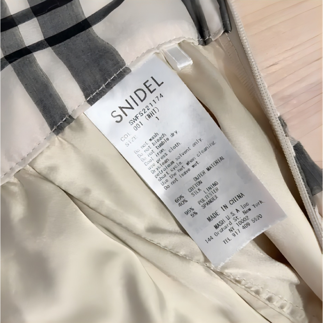 SNIDEL❁⃘*.゜新品❁⃘*.゜シアーチェックボリュームスカート WHT 1