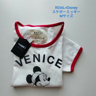 ロイヤル(roial)のROIAL×Disney★フロントスケボーミッキーリンガーT★新品★M(Tシャツ/カットソー(半袖/袖なし))