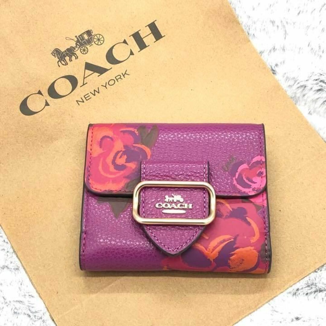 COACHコーチ長財布 レディースのパープル色新品財布 プレゼントにおすすめ-