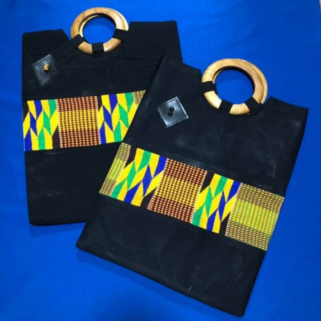 ユニセックス　手織り　アフリカ　ガーナ　ケンテ　ハンドバッグ