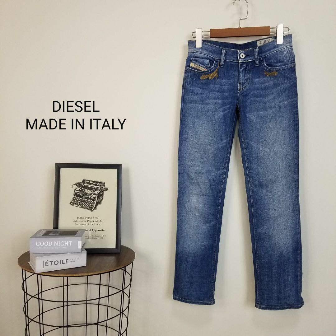 イタリア製DIESEL LIV刺繍ユーズド加工ストレッチデニムW25L32濃紺えころG出品商品一覧