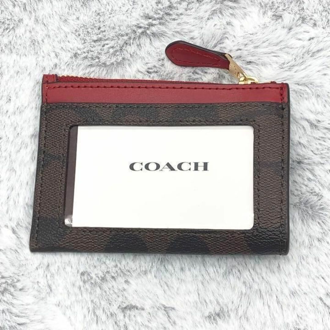 ⭐COACH⭐コーチ⭐新品 IDパスケース コイン レザー 赤×茶色 - パス ...