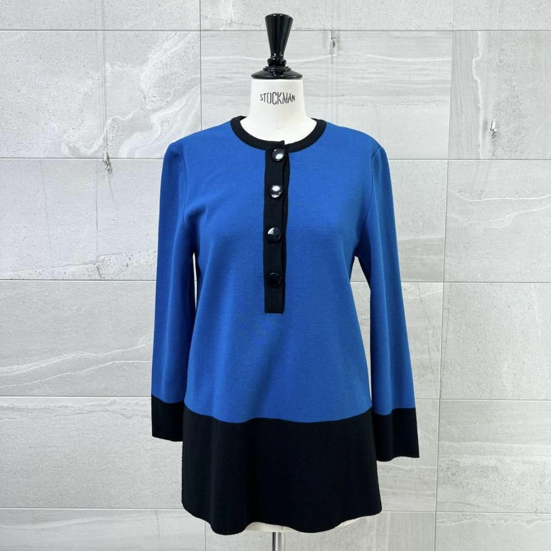 美品 ☆ イヴ・サンローラン YSL ノーカラー チュニック ニット M 青