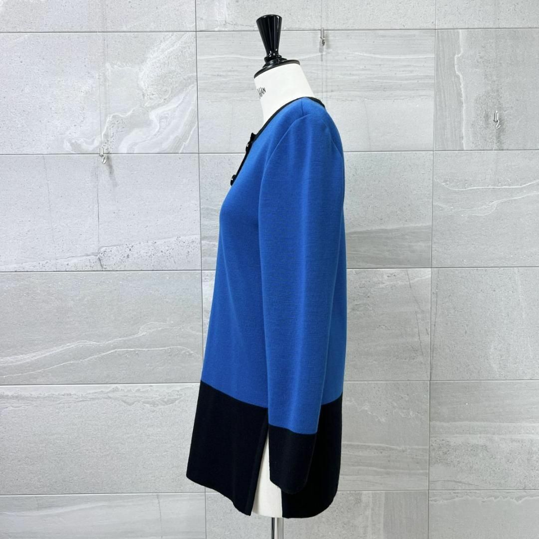 美品 ☆ イヴ・サンローラン YSL ノーカラー チュニック ニット M 青 黒
