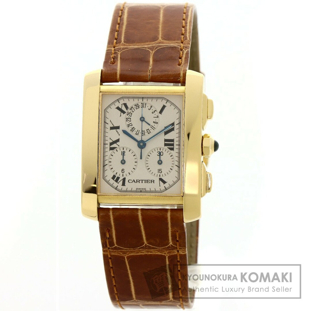 CARTIER W5000556 タンクフランセーズ クロノリフレックス 腕時計 K18YG 革 メンズ