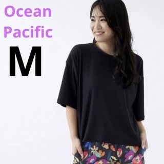 オーシャンパシフィック(OCEAN PACIFIC)のオーシャンパシフィック　Mサイズ　ブラック　　レディース　短丈　半袖Tシャツ(Tシャツ(半袖/袖なし))
