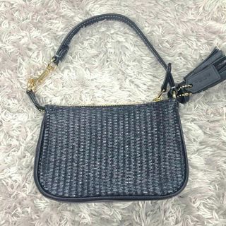 ⭐COACH⭐コーチ⭐新品 ストローハンドバッグ タッセル ch215ネイビー