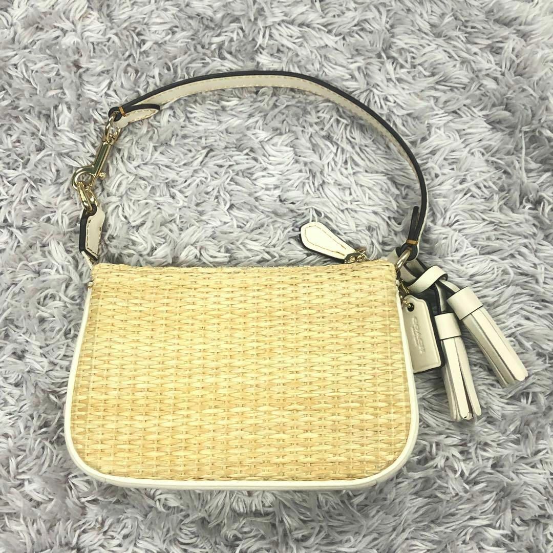 ⭐COACH⭐コーチ⭐新品 クラッチハンドバッグ ストロー ベージュ スマホ