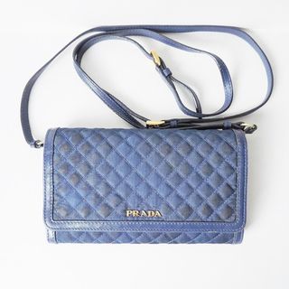 プラダ(PRADA)のプラダ 財布 - ネイビー ナイロン×レザー(財布)