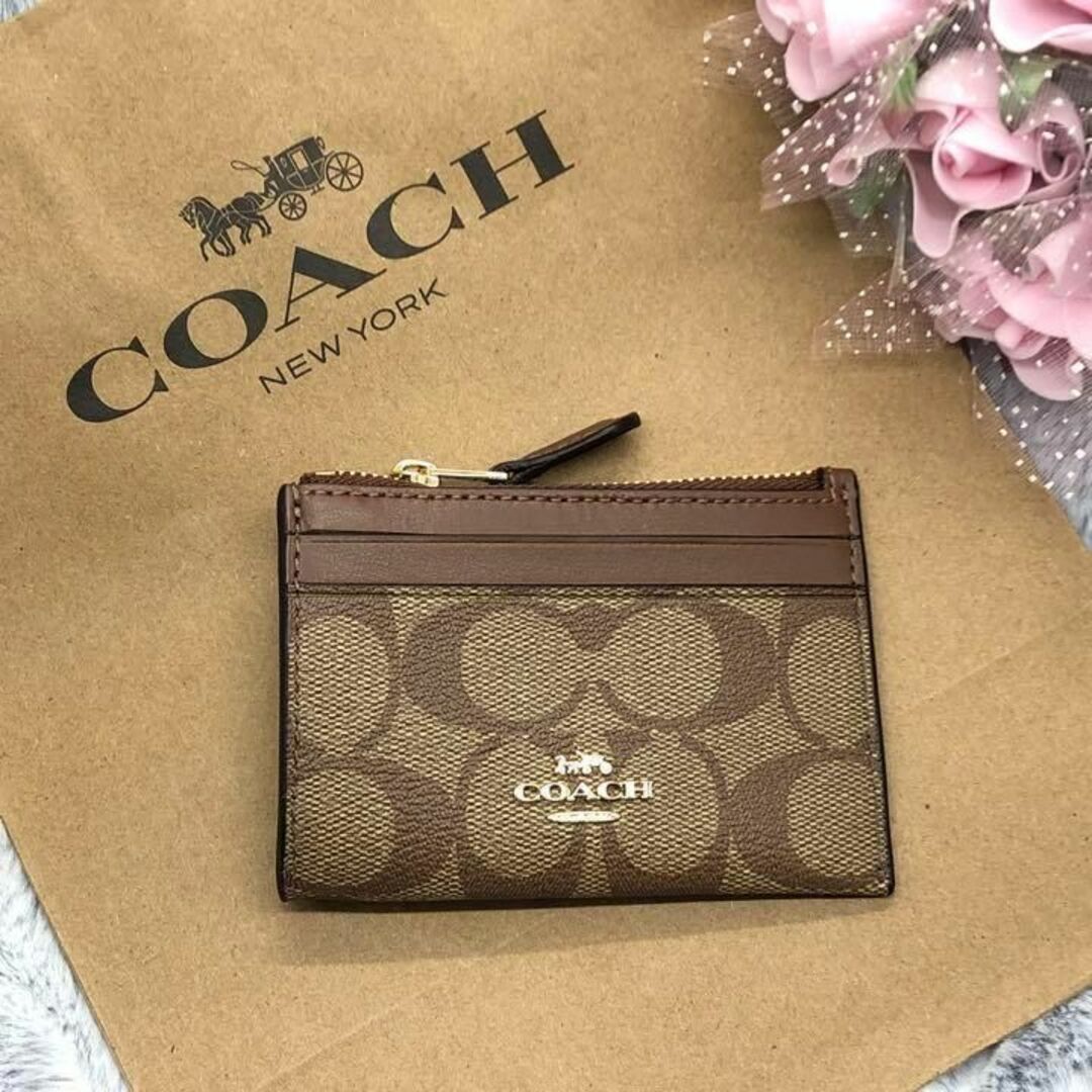 ケイティー_コーチ特集⭐COACH⭐コーチ⭐新品 IDパスケース コイン 茶色カーキ