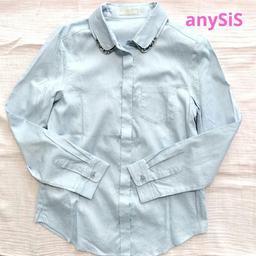 anySiS(エニィスィス)のanySiS ブラウス　薄い水色　サイズ1 レディースのトップス(シャツ/ブラウス(長袖/七分))の商品写真