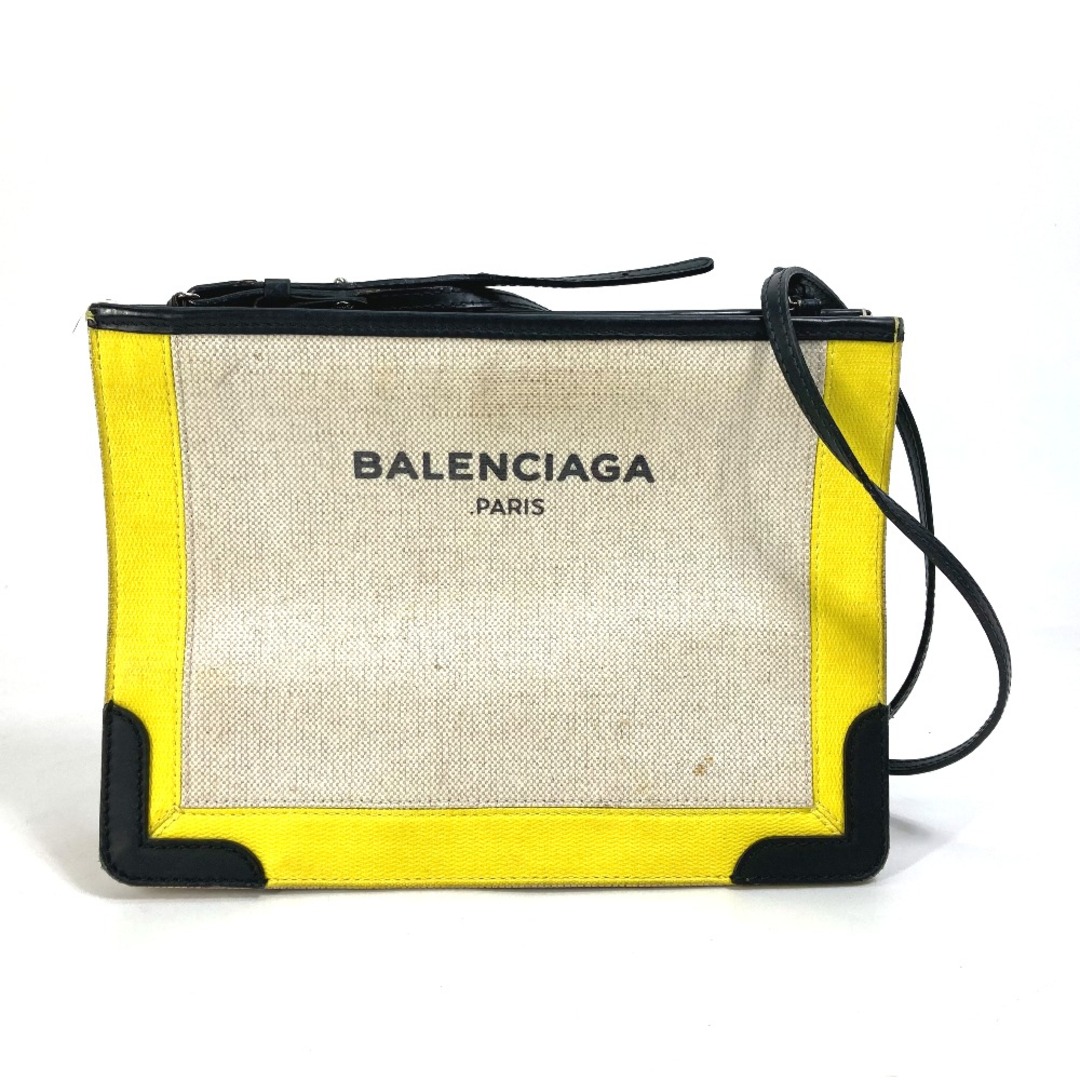 バレンシアガ BALENCIAGA ネイビー ポシェット 339937 斜め掛け クラッチバッグ ポーチ ショルダーバッグ レザー/コーティングキャンバス イエローショルダーバッグ