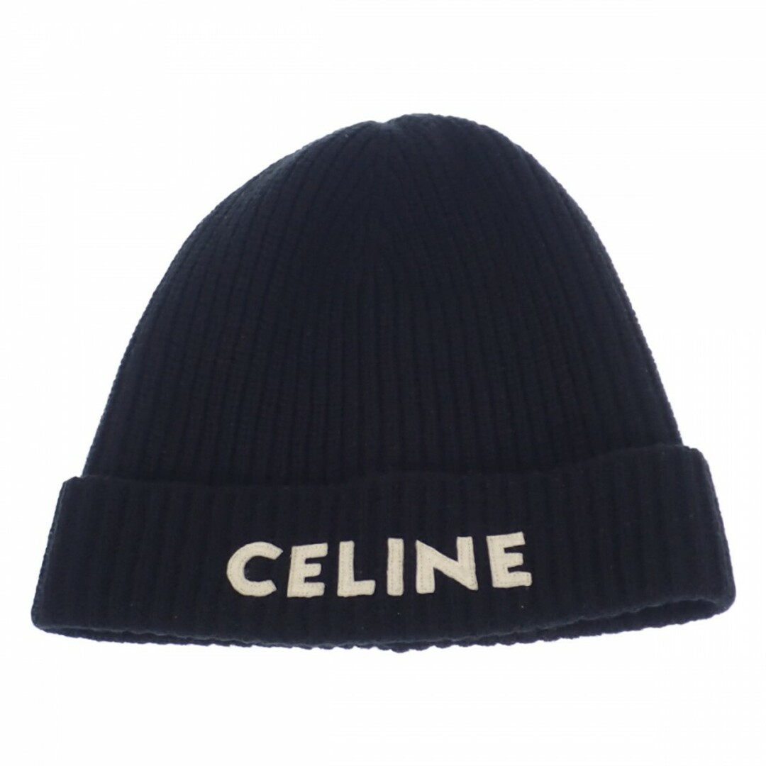 【ABランク】CELINE セリーヌ エンブロイダリー ニット帽  2A25R535Q.38NO ウール100% ブラック ニットワッチ 男女兼用【ISEYA】