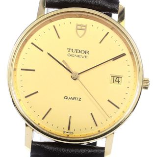 チュードル(Tudor)のチュードル TUDOR 15008 ジュネーブ K18YG デイト クォーツ メンズ 保証書付き_763603【ev10】(腕時計(アナログ))