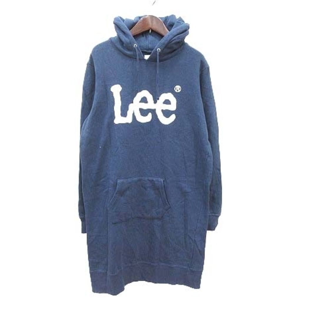 Lee(リー)のリー ワンピース ひざ丈 長袖 スウェット 裏起毛 ロゴプリント M 紺  レディースのワンピース(ひざ丈ワンピース)の商品写真