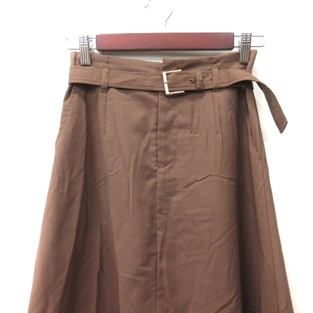 OFUON(オフオン)のオフオン フレアスカート ロング ウエストマーク 36 茶 ブラウン /YI レディースのスカート(ロングスカート)の商品写真