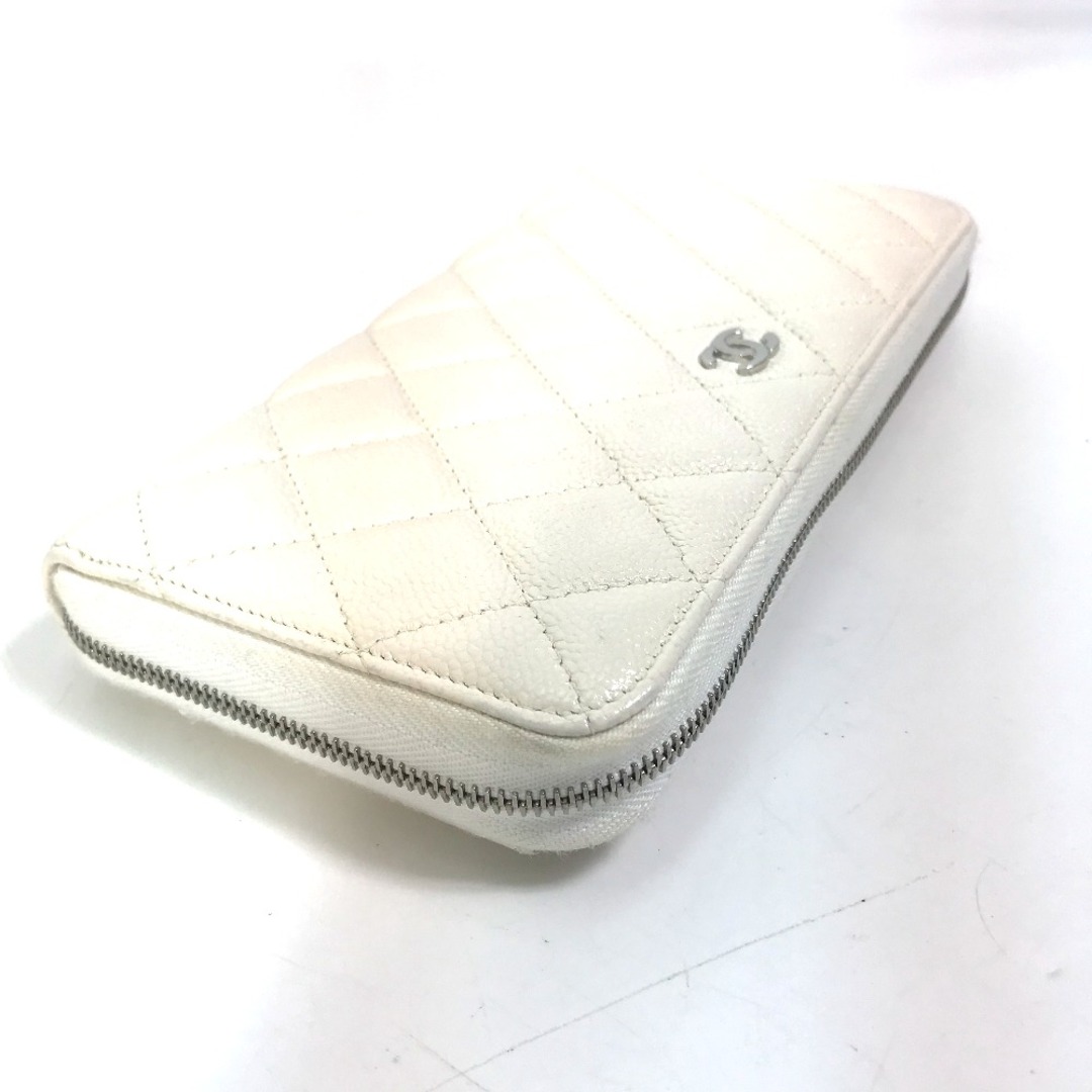 CHANEL(シャネル)のシャネル CHANEL ラウンドファスナー A50097 マトラッセ CC ココマーク キルティング ウォレット 長財布 キャビアスキン ホワイト レディースのファッション小物(財布)の商品写真