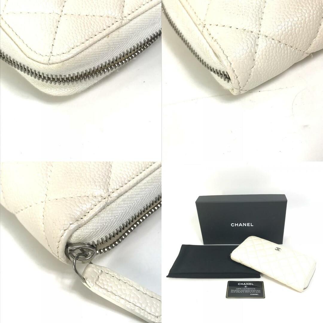 CHANEL(シャネル)のシャネル CHANEL ラウンドファスナー A50097 マトラッセ CC ココマーク キルティング ウォレット 長財布 キャビアスキン ホワイト レディースのファッション小物(財布)の商品写真