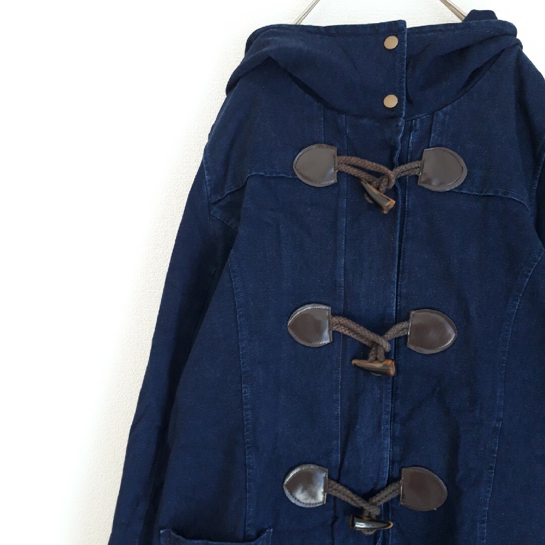 デニム風 ダッフルコート レディースのジャケット/アウター(ダッフルコート)の商品写真
