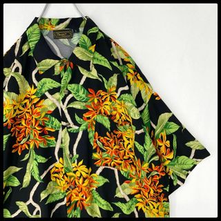 Monzini　90s　レーヨン100%　花柄　ボタニカル　アロハシャツ　Ｌ(シャツ)