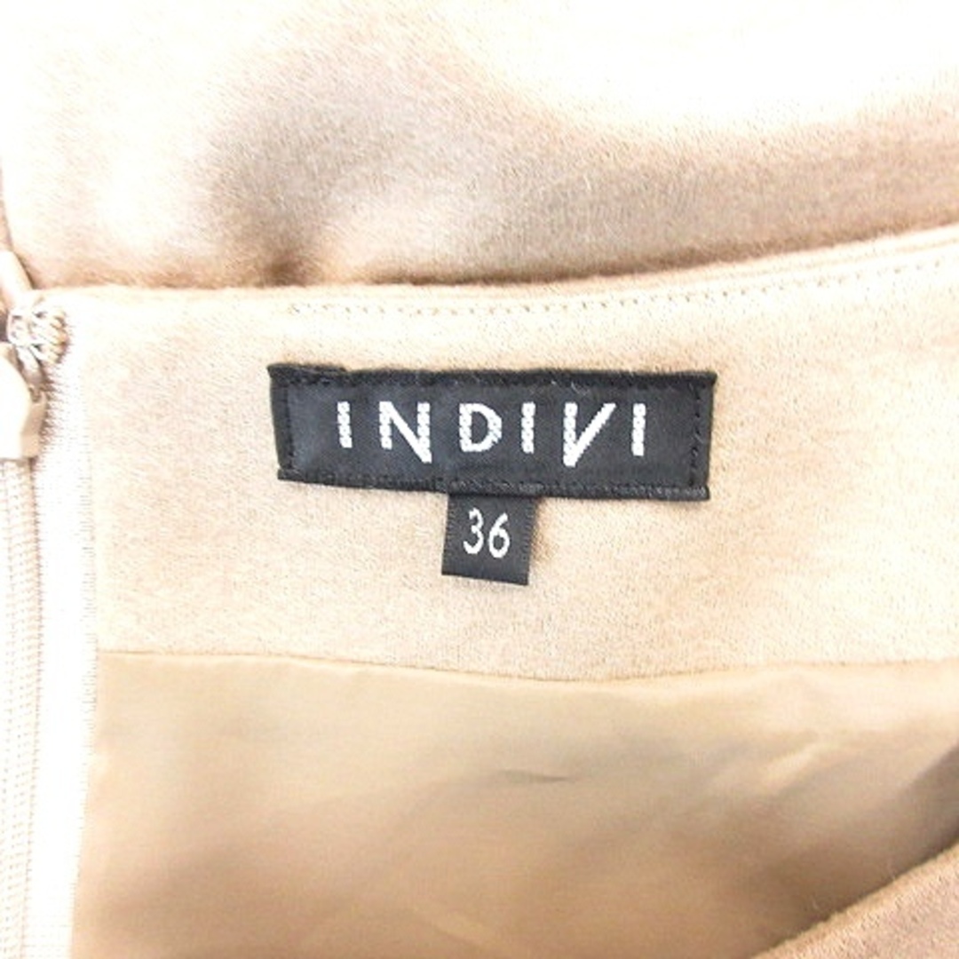 INDIVI(インディヴィ)のインディヴィ INDIVI ワンピース ひざ丈 ウール 半袖 36 茶 ブラウン レディースのワンピース(ひざ丈ワンピース)の商品写真