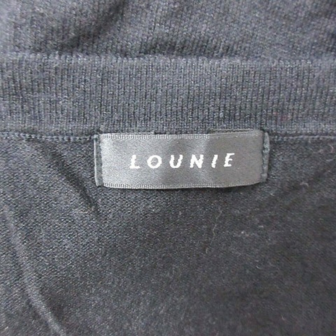 LOUNIE(ルーニィ)のルーニィ ニットセーター スクエアネック ビジュー パフスリーブ 半袖 黒 レディースのトップス(ニット/セーター)の商品写真
