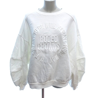 ロデオクラウンズ(RODEO CROWNS)のロデオクラウンズ トレーナー スウェット 刺繍 裏起毛 F 白 ホワイト ■MO(トレーナー/スウェット)