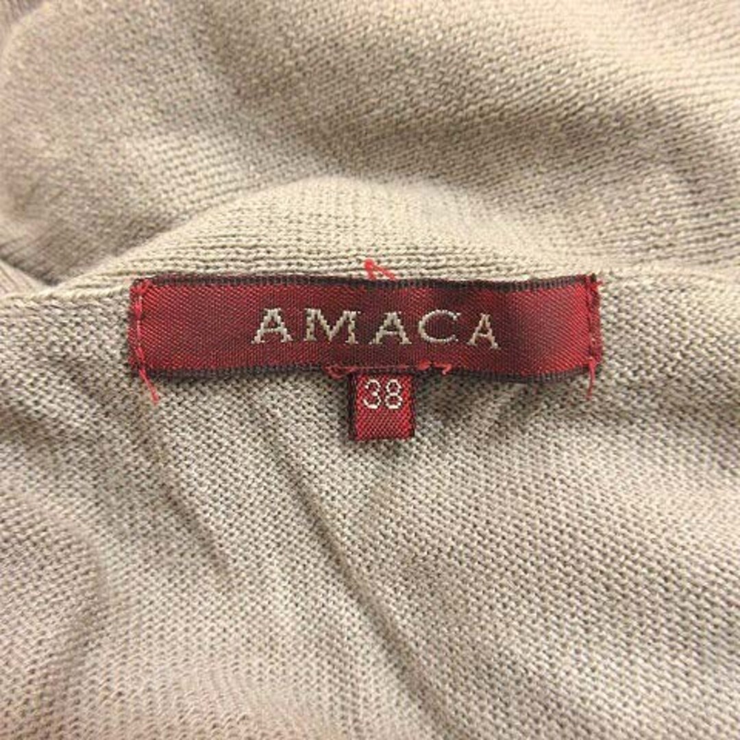 AMACA(アマカ)のアマカ ニット カットソー 長袖 ボウタイ ウール 38 ベージュ ■MO レディースのトップス(ニット/セーター)の商品写真