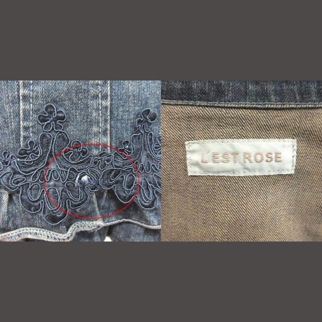 L'EST ROSE(レストローズ)のレストローズ デニムジャケット ジージャン レース 刺繍 フリル 2 青 レディースのジャケット/アウター(Gジャン/デニムジャケット)の商品写真