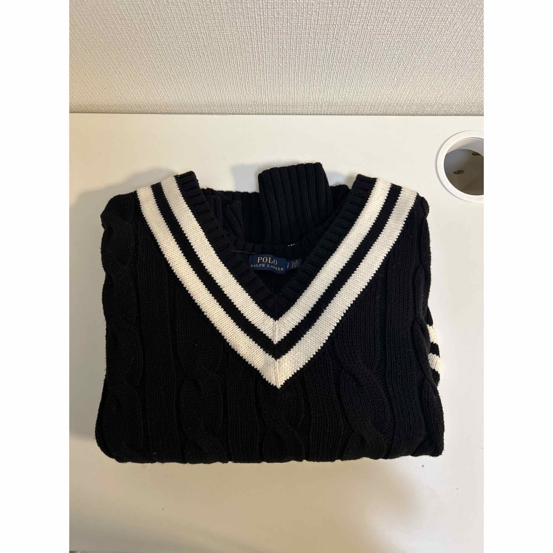 POLO RALPH LAUREN(ポロラルフローレン)のPOLO RALPH LAUREN ラルフローレン　ニットセーターVネック　黒 レディースのトップス(ニット/セーター)の商品写真