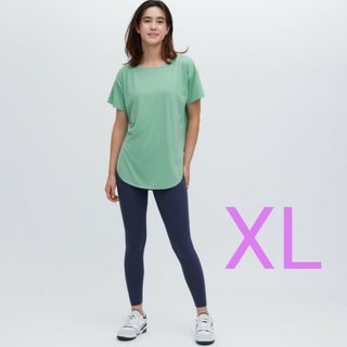 ユニクロ(UNIQLO)のUNIQLO エアリズム ボートネック Tシャツ XL シームレス 冷感(Tシャツ(半袖/袖なし))