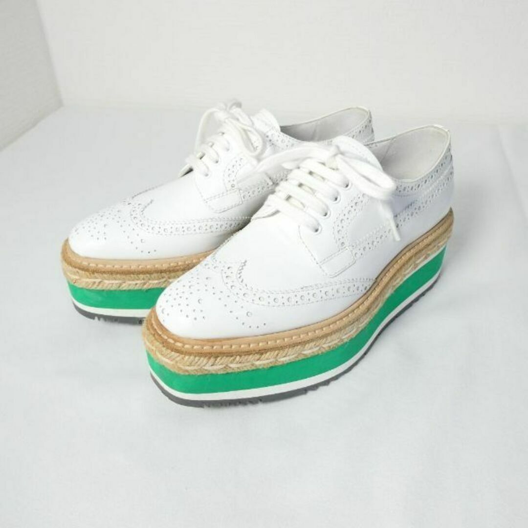 美品 PRADA エナメル ウイングチップ 厚底 ドレスシューズ | www