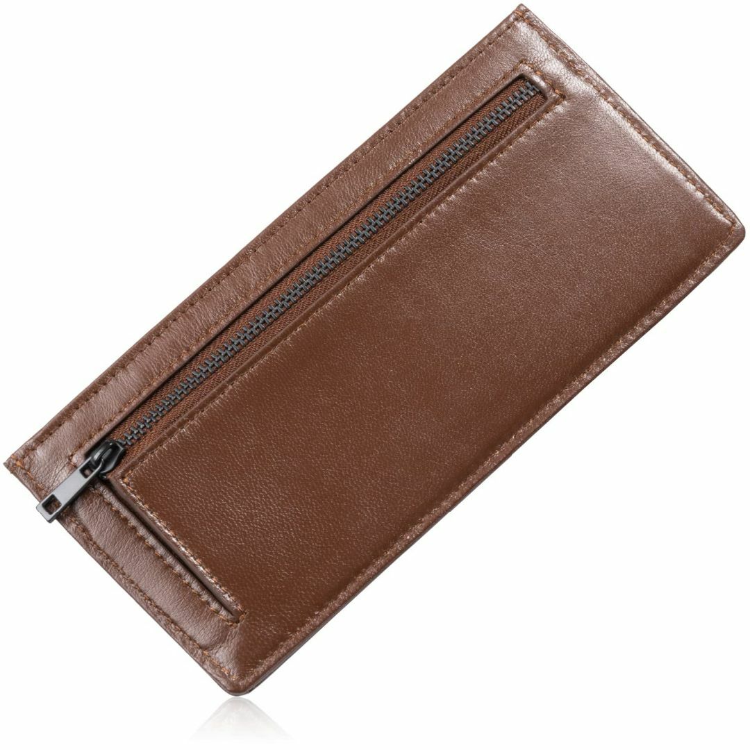[ムラ] ゴートレザー メンズ スキミング防止機能付き 薄型 長財布 (ダークブ