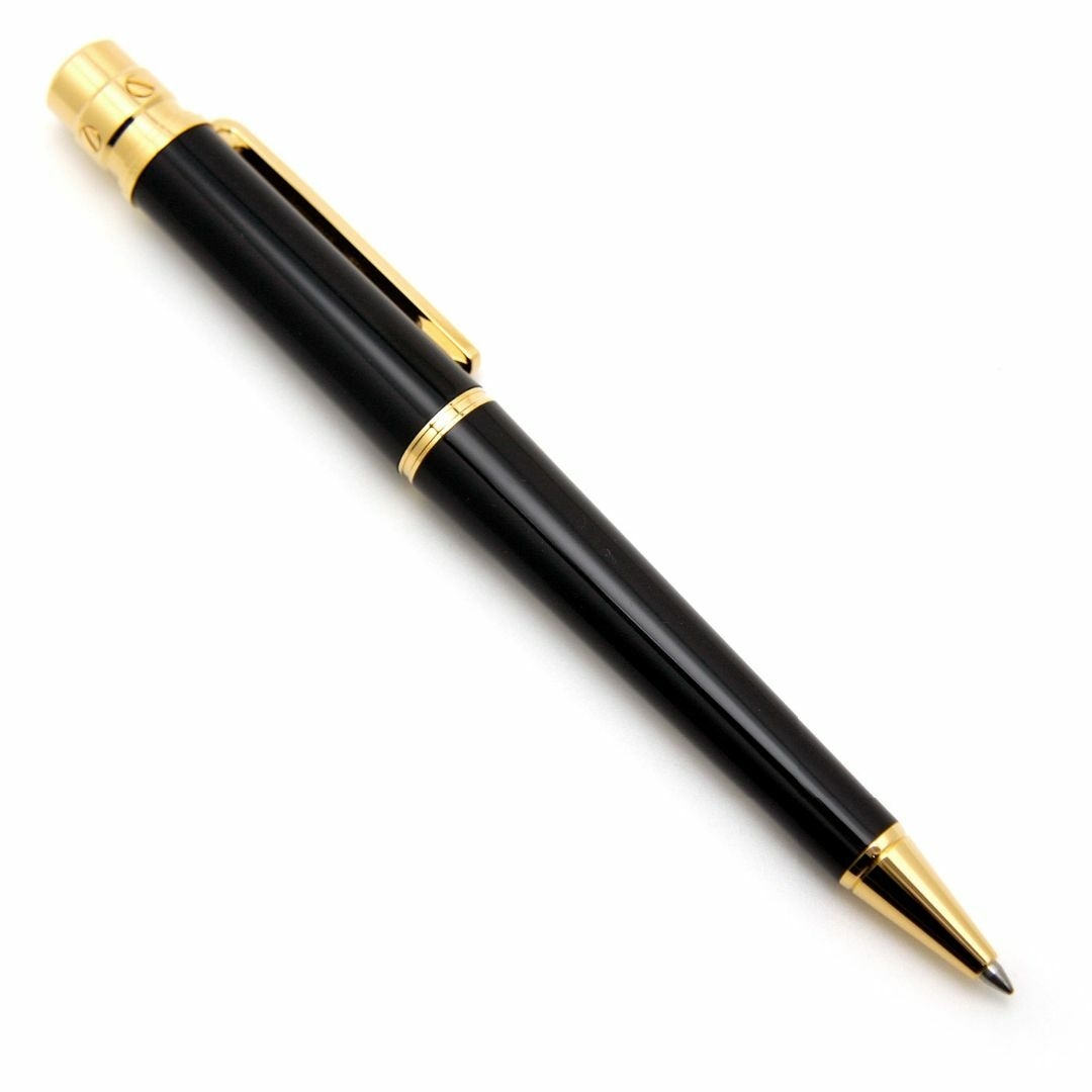 ほぼ未使用 Cartier サントス ドゥ カルティエ ボールペン OP000131 筆記具 文具 ペン pen プレゼント 黒 金 ブラック ゴールド回転式