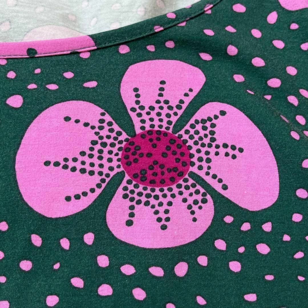 marimekko マリメッコ　花柄　カットソー　グリーン　ピンク　M