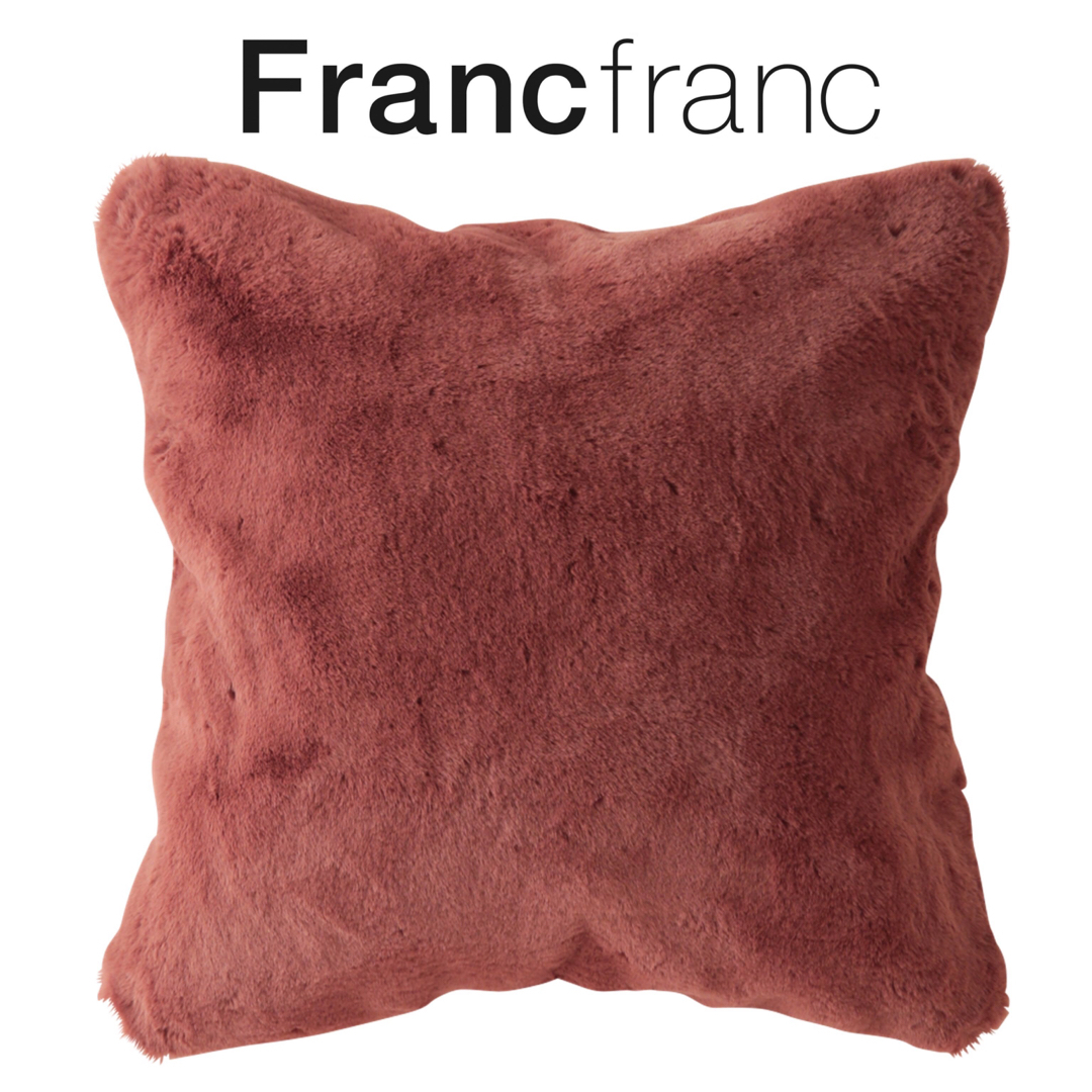 Francfrancフランフラン ロージア クッション ダークピンク、ホワイト