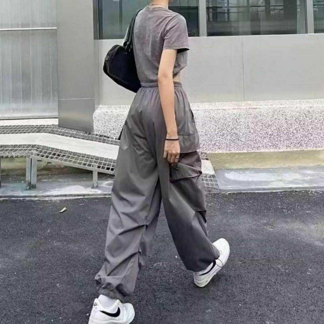 2XL グレー カーゴパンツ ワイドパンツ ダンス 韓国