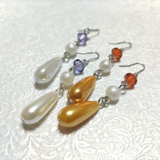 No.1025  【2セットピアス】雫パールとスワロフスキーのピアス(ピアス)