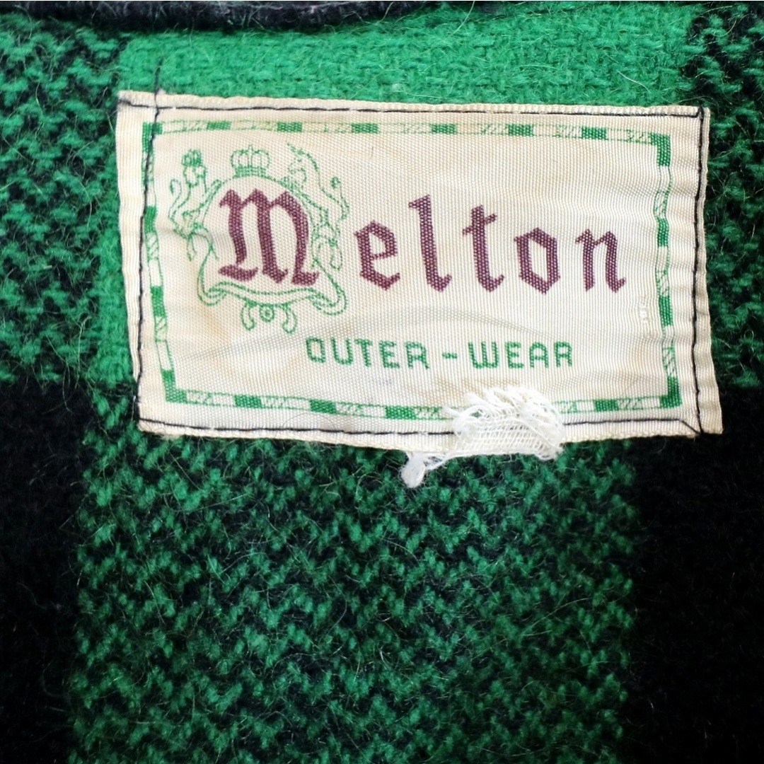 SALE/ 70年代 Melton outer wear ウール フルジップジャケット 防寒  アメカジ バッファローチェック (メンズ 2XL相当)   O0122
